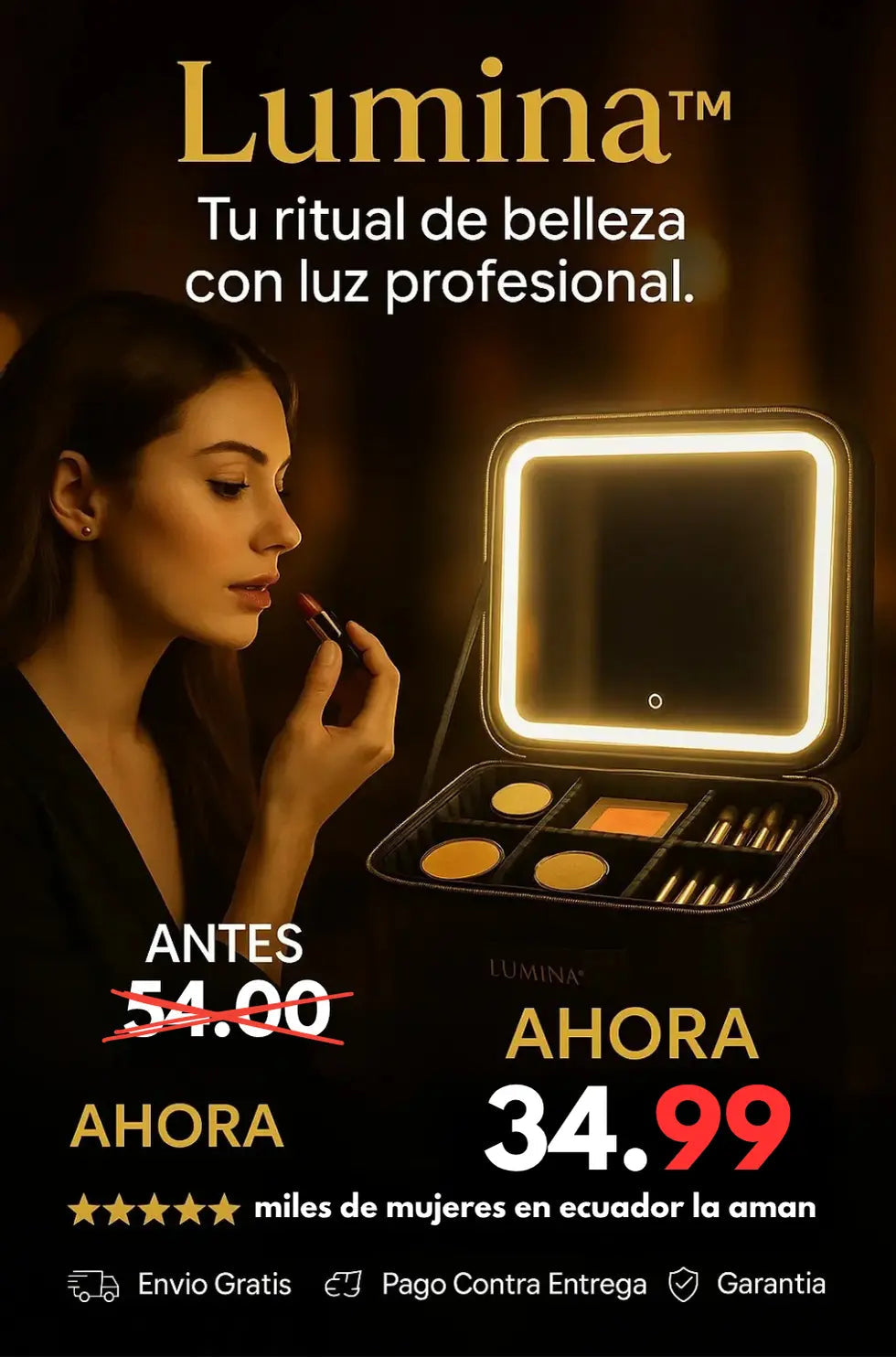 COSMETIQUERA CON ESPEJO LED