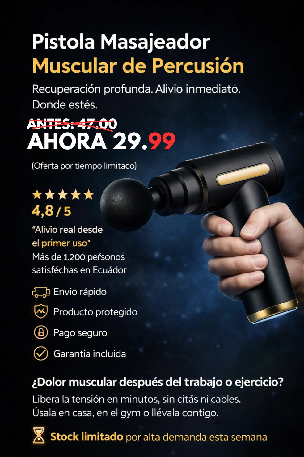 Pistola de Masaje Muscular masajeador