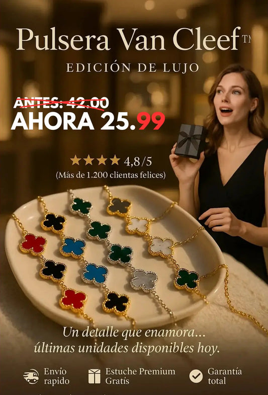 Pulsera Van Cleef™ | Baño de oro 18K + Estuche Premium Gratis