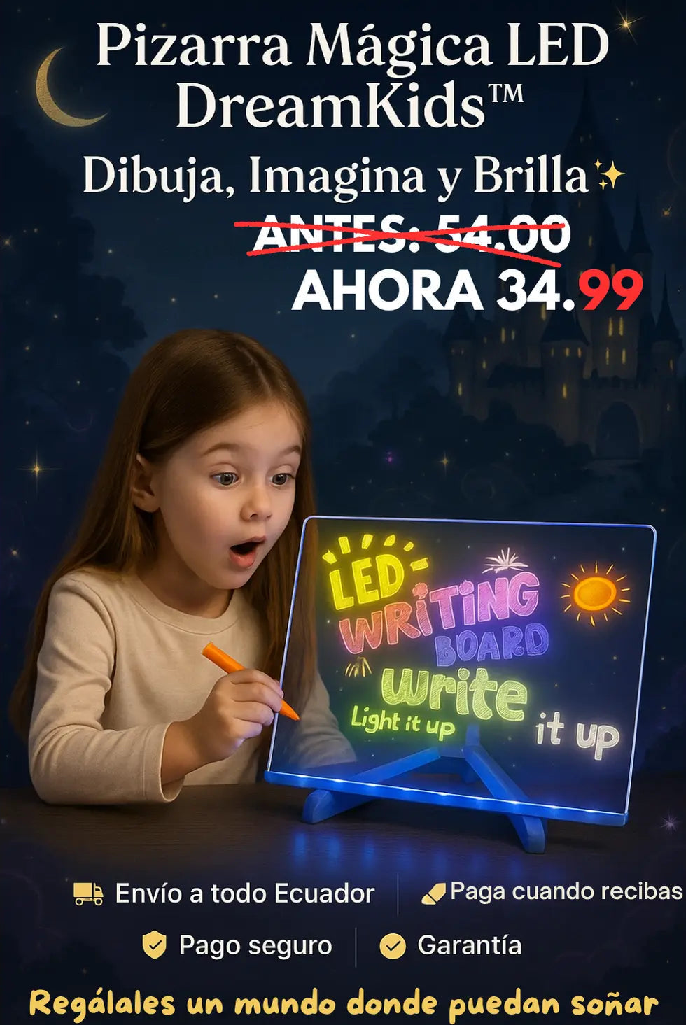 Pizarra Mágica LED DreamKids™ | Dibuja, Imagina y Brilla