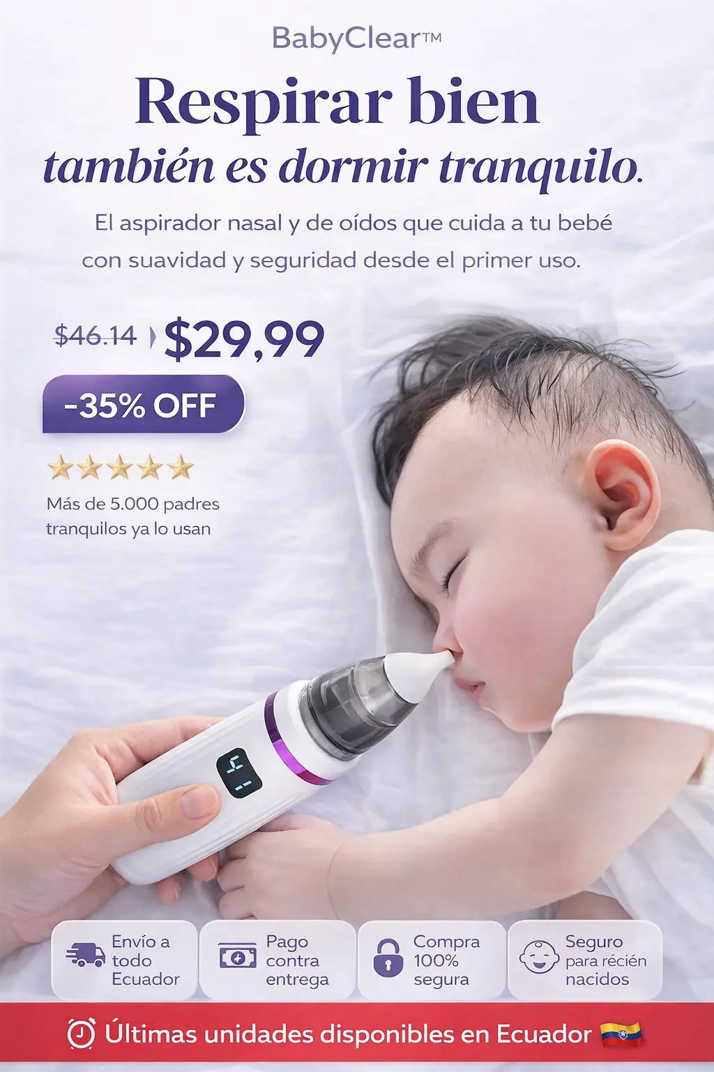 👶🏻 BabyClear™ I Aspirador Nasal Eléctrico para Bebés