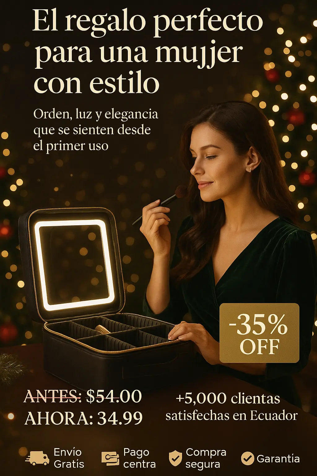 COSMETIQUERA CON ESPEJO LED