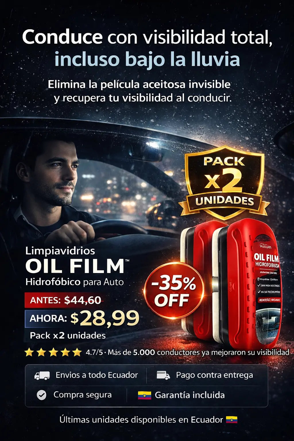 Limpiavidrios OIL FILM ™ Hidrofóbico para Auto 🎁-35%OFF