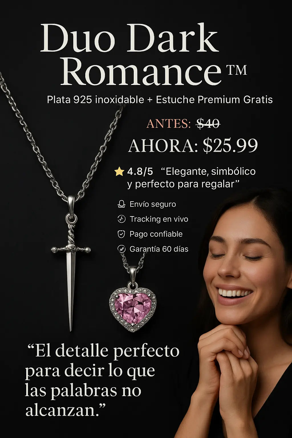 Duo Dark Romance™ | Plata 925 inoxidable + Estuche Premium Gratis