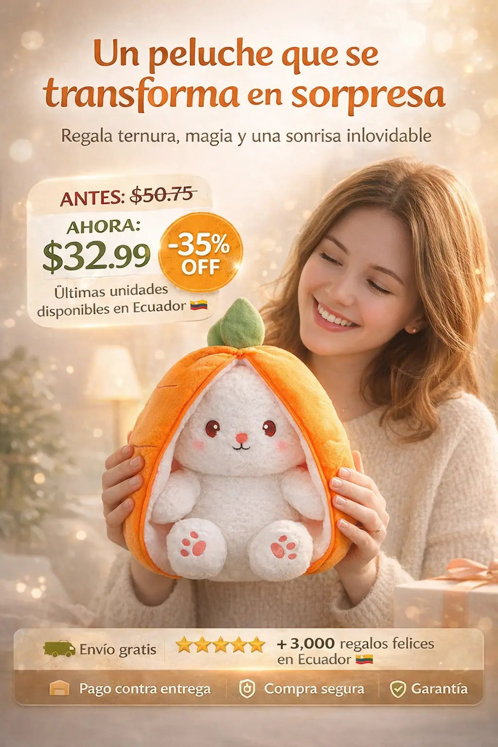 Peluche Conejo Zanahoria Transformable 🎁-35% OFF